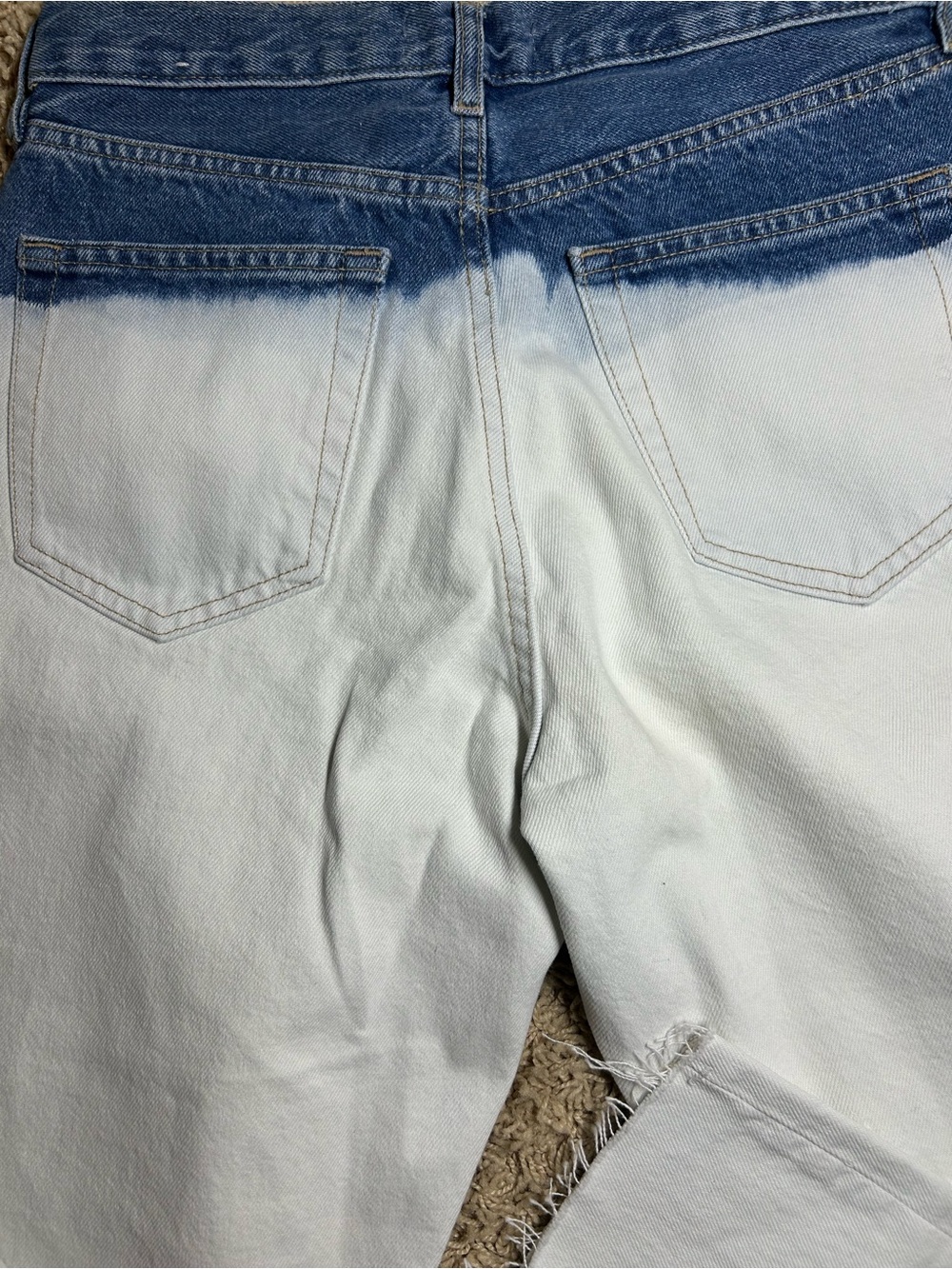 MANGO MNG NWOT Two Tone Dip Dye Straight Leg Button Fly Jeans Size 6 - Picture 6 of 8